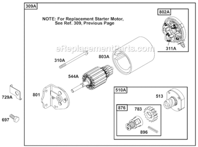 Page H Diagram and Parts List for 19B400  Briggs and Stratton Engine
